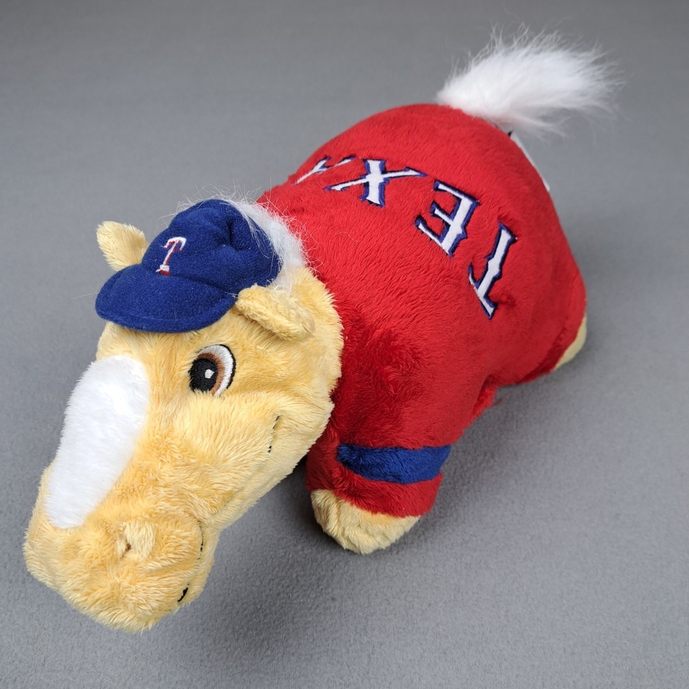 Y2K Texas Rangers Pillow Pet "Captain" Horse Mascot Baseball MLB 14"‎ Throw EC
